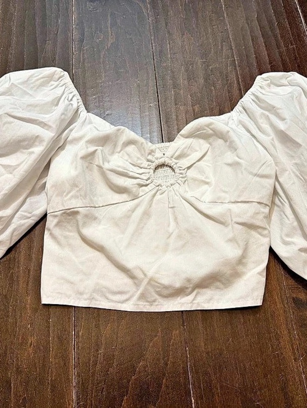 Crombie & Fitch Puff Sleeve Crop Top in White XS